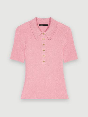 Polo En Maille Scintillante - Rose - Maje - Modalova