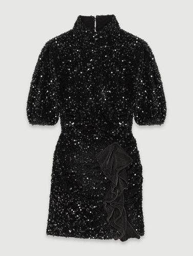 Robe Courte Velours Et Sequins - Maje - Modalova