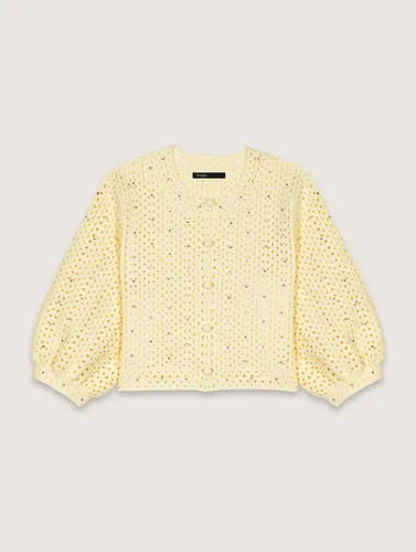 Cardigan Court En Crochet Strassé - Maje - Modalova