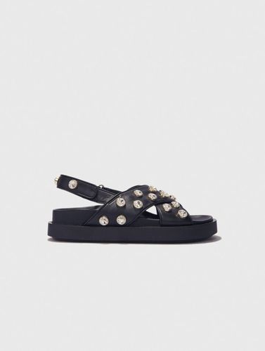Sandales Plates En Cuir Et Strass - Maje - Modalova
