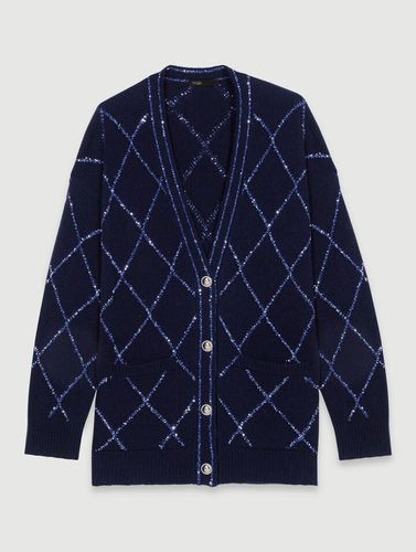 Cardigan Long En Laine - Bleu - Maje - Modalova