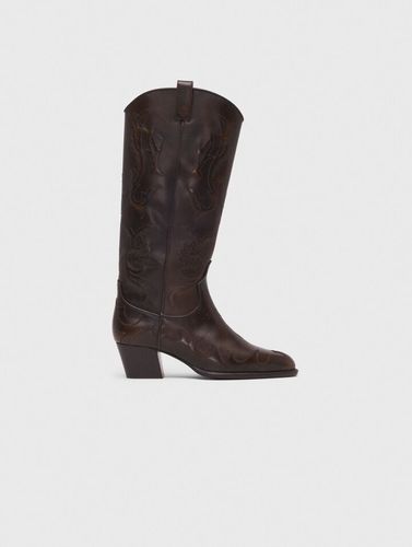 Bottes Santiags En Cuir - Maje - Modalova