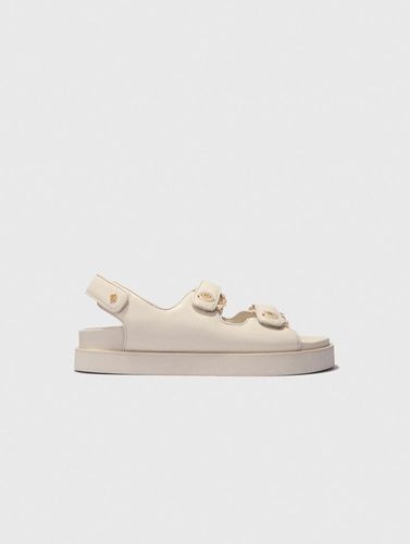 Sandales Plates En Cuir - Blanc - Maje - Modalova