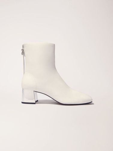 Bottines En Cuir À Bout Carré - Tenue de fête - Blanc - Maje - Modalova