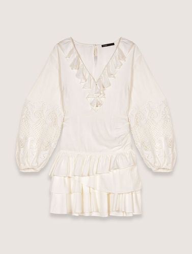 Robe À Volants Et Manches Brodées - Blanc - Maje - Modalova