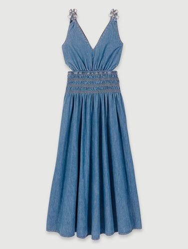 Robe Longue Ajourée En Denim - Maje - Modalova