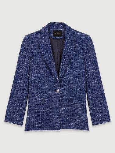 Veste En Tweed - Bleu - Maje - Maje - Modalova