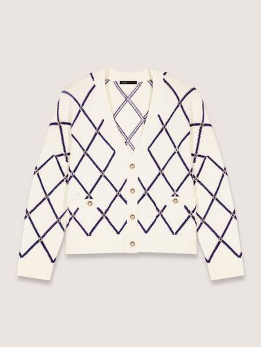 Cardigan En Maille À Motif Losange - Blanc - Maje - Modalova