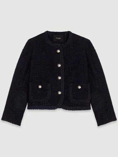 Veste Courte En Tweed - Noir - Maje - Maje - Modalova