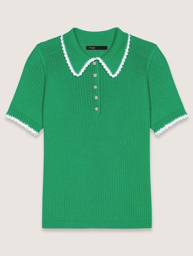 Polo En Maille Pointelle Et Crochet - Maje - Modalova
