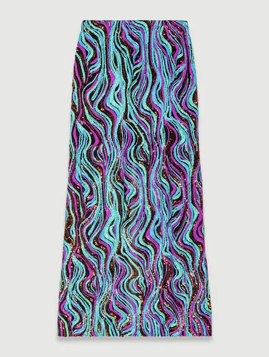 Jupe Longue À Sequins Brodés - Multicolore - Maje - Modalova