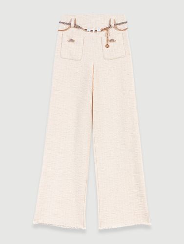 Pantalon Large En Tweed - Blanc - Maje - Modalova