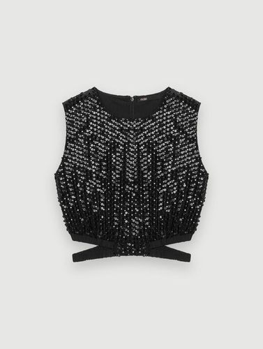 Crop Top À Sequins - Noir - Maje - Maje - Modalova