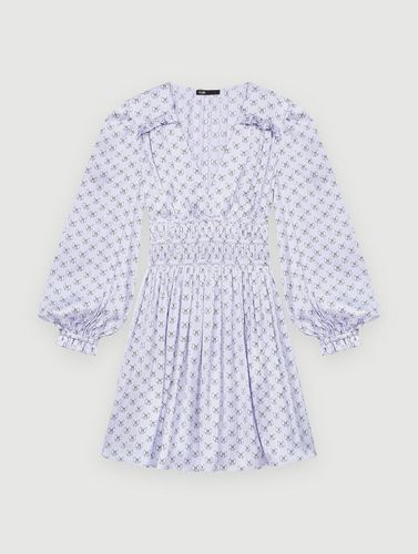 Robe En Satin Avec Volants Et Smocks - Blanc - Maje - Modalova