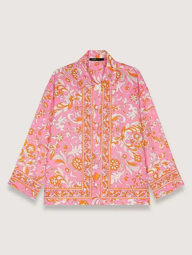 Chemise Fluide En Lin Imprimée - Orange - Maje - Modalova