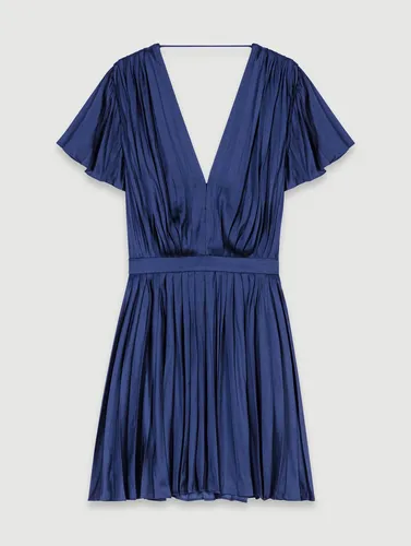 Robe Courte Plissée - Bleu Marine - Maje - Modalova