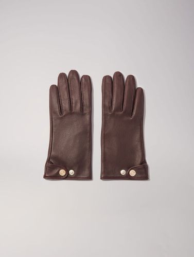 Gants En Cuir - Burgundy - Maje - Maje - Modalova