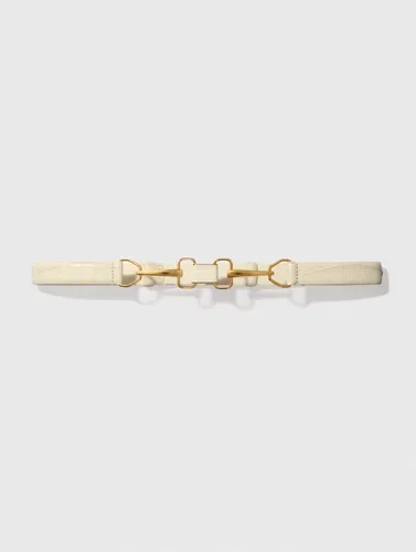 Ceinture En Cuir Et Boucle Mors - Blanc - Maje - Modalova