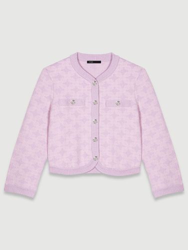 Cardigan En Maille Effet Jacquard - Rose - Maje - Modalova