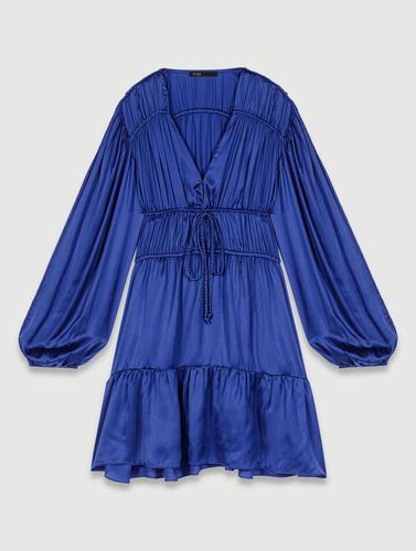 Robe Courte Satinée - Bleu Marine - Maje - Modalova