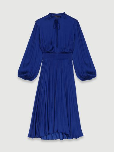 Robe Midi Plissée Et Satinée - Bleu Klein - Maje - Modalova