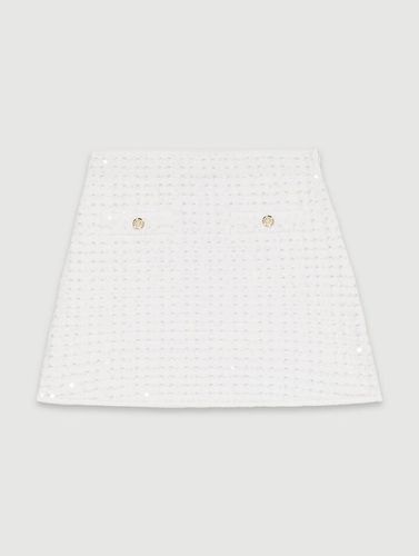 Jupe Courte En Maille À Sequins - Blanc - Maje - Modalova