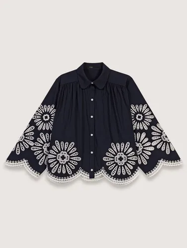 Chemise Courte Avec Détails Crochet - Bleu - Maje - Modalova