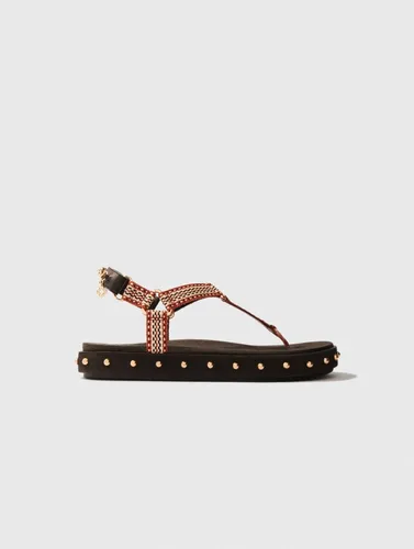 Sandales Plates Corde Et Cuir - Maje - Modalova