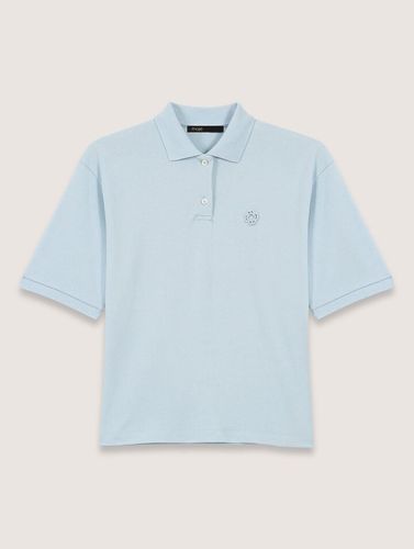 Polo Avec Logo Patch - Bleu - Maje - Maje - Modalova