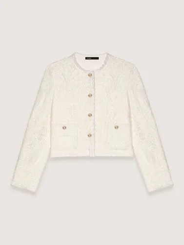 Veste Courte En Guipure - Blanc - Maje - Modalova