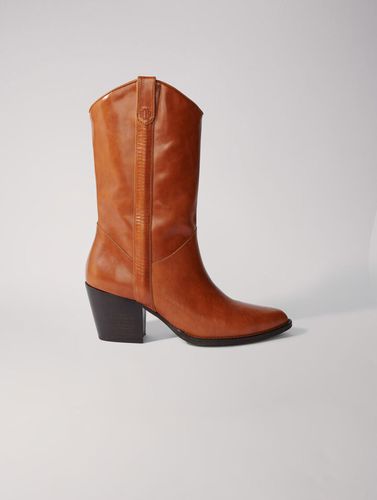 Bottes Western En Cuir - Marron - Maje - Modalova