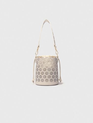 Sac Seau En Cuir Perforé - Blanc - Maje - Modalova