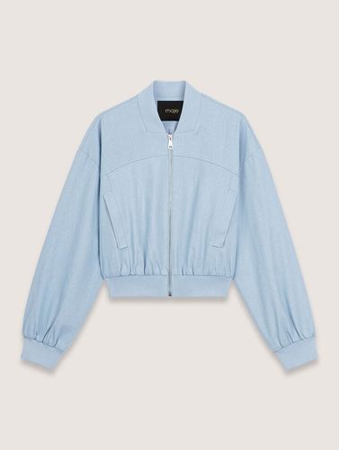 Blouson Bomber Court En Denim - Bleu - Maje - Modalova