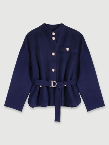 Manteau Court En Laine Ceinturé - Bleu - Maje - Modalova