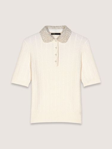 Polo En Maille À Col Amovible - Blanc - Maje - Modalova