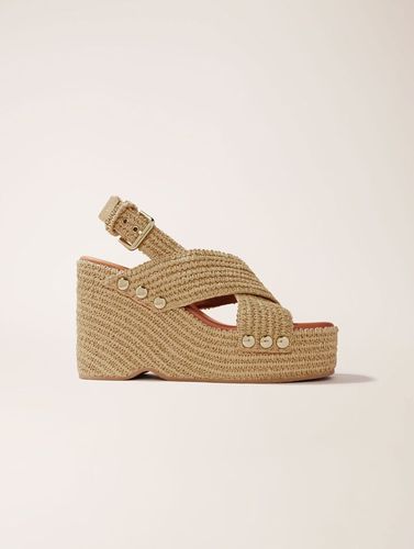 Sandales Compensées Effet Raphia - Beige - Maje - Modalova