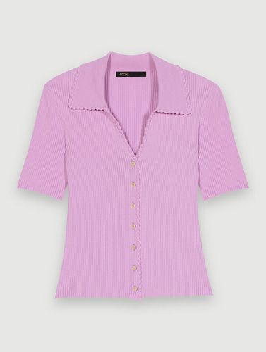 Pull En Maille Boutonné - Violet - Maje - Modalova