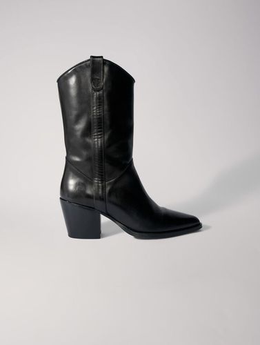 Bottes Western En Cuir - Noir - Maje - Modalova