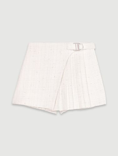 Jupe Short Plissé En Tweed - Blanc - Maje - Modalova