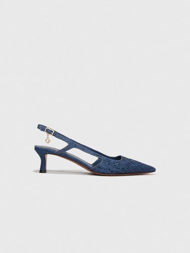 Escarpins Slingback En Denim Strassé - Maje - Modalova