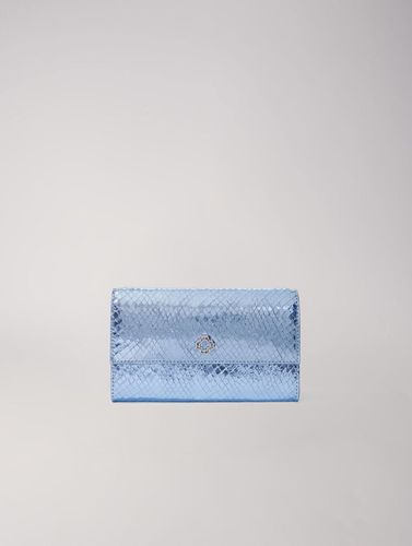 Pochette En Cuir Effet Python - Bleu - Maje - Modalova