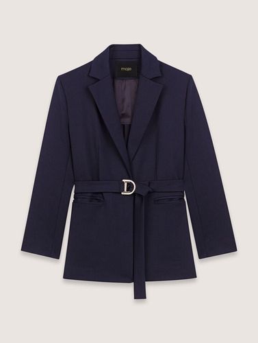 Veste Tailleur Avec Dos Plissé - Bleu - Maje - Modalova