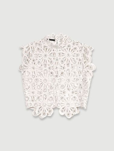 Top En Crochet Et Sequins - Blanc - Maje - Modalova