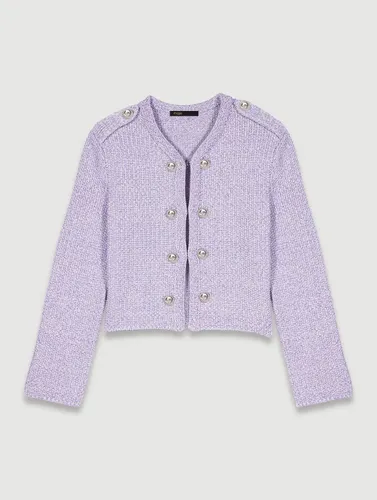 Cardigan Court En Maille Sequins - Violet - Maje - Modalova