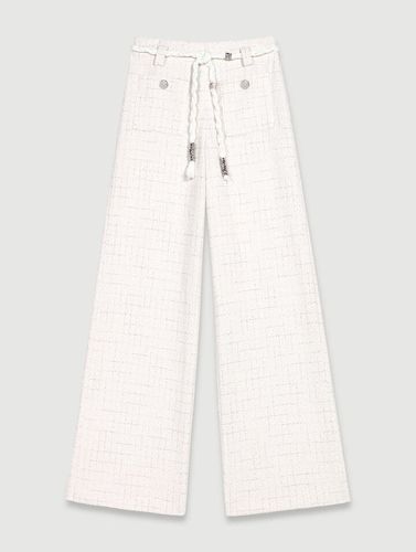 Pantalon En Tweed À Fils Métalisés - Blanc - Maje - Modalova