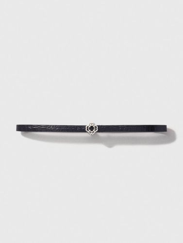 Ceinture Fine Clover Embossé Croco - Maje - Modalova