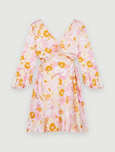 Robe En Satin Imprimé Flower Power - Rose - Maje - Modalova