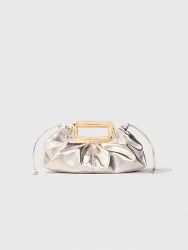 Clutch Cuir Métal Et Poignée Métal - Maje - Modalova