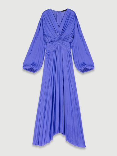 Robe Longue Satinée Drapée - Violet - Maje - Modalova