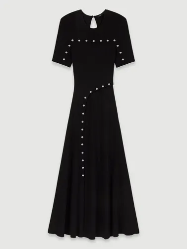 Robe Longue En Maille - Noir - Maje - Maje - Modalova